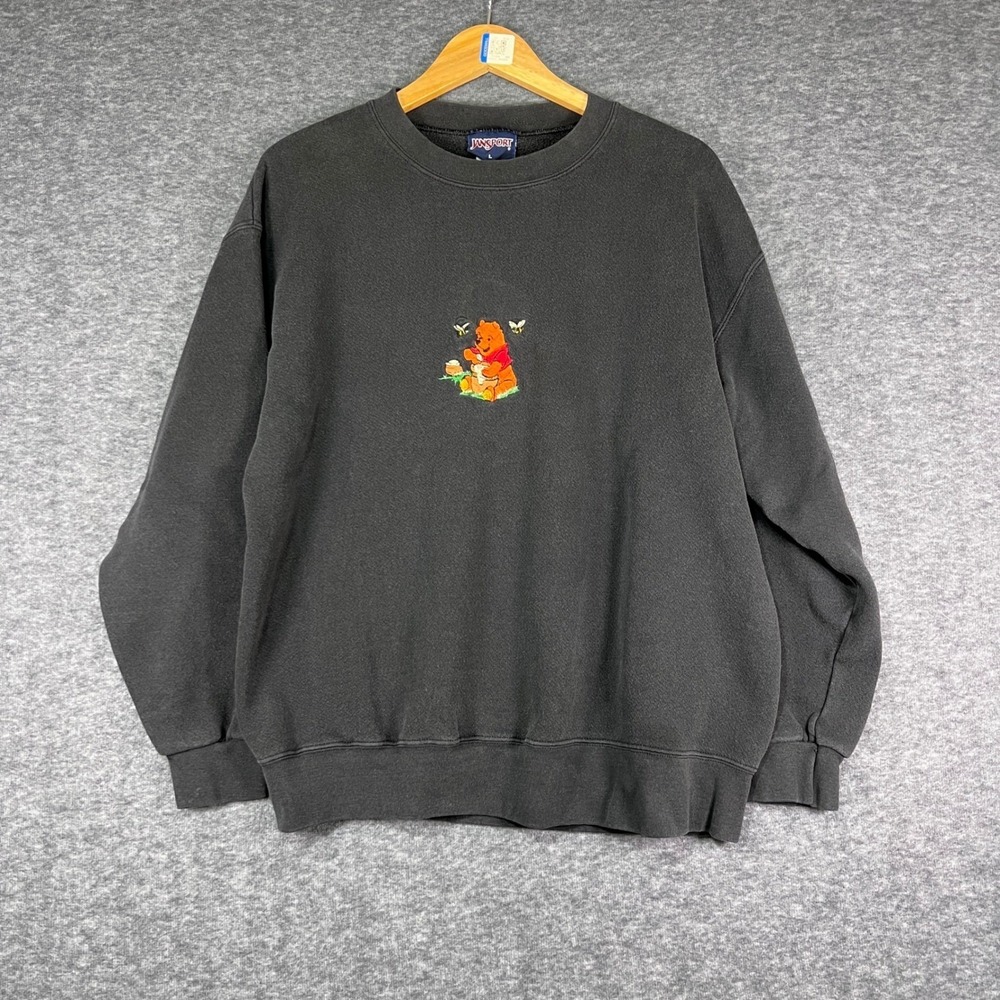 Vintage 90s Winnie the Pooh Sweatshirt Mens Large Black Excellent Disney